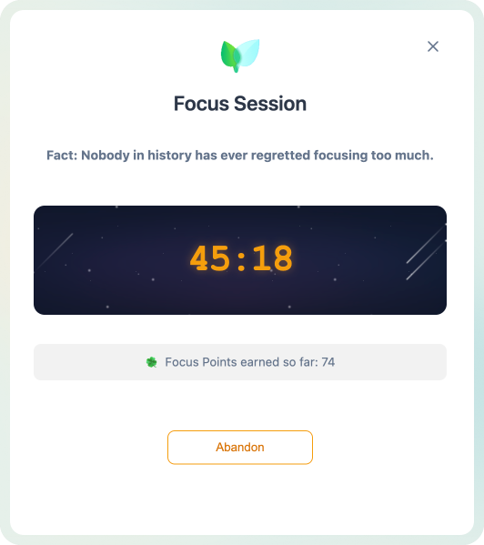 TaskLeaf Active Focus Session Timer